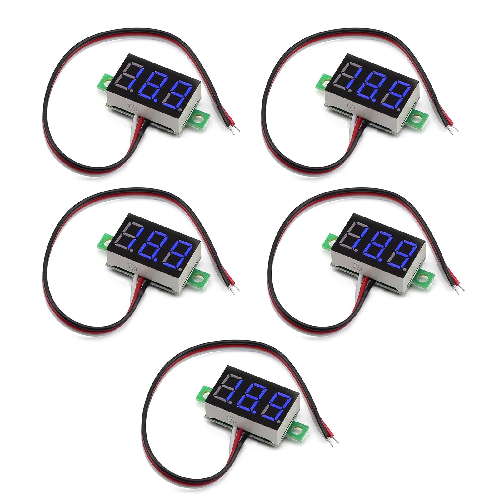 5x Mini DC 0-30V Blue LED 3-Digital Display Voltage Voltmeter Panel Calibratable