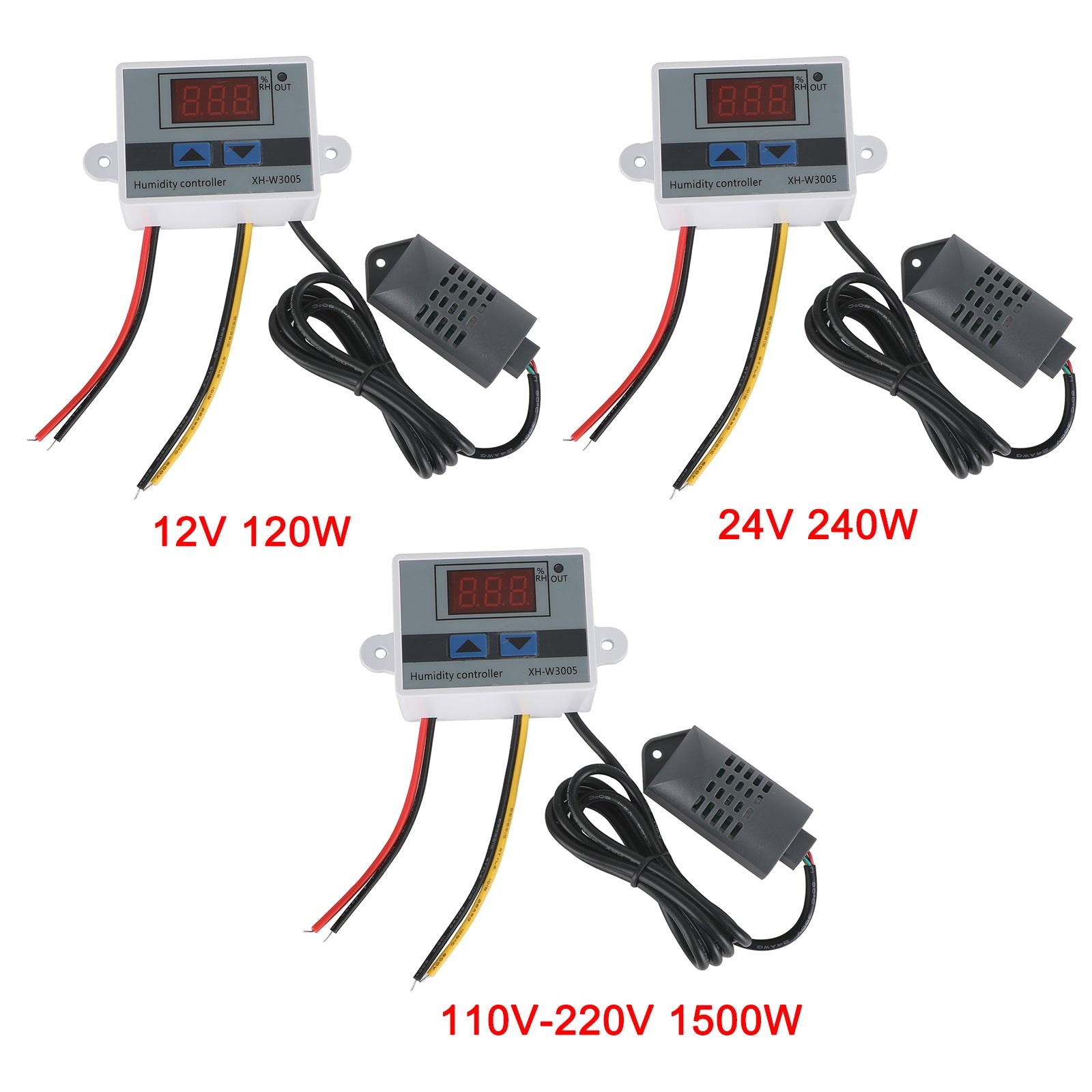 XH-W3005 12V 24V 110-220V Digital Humidity Controller Hygrometer Switch