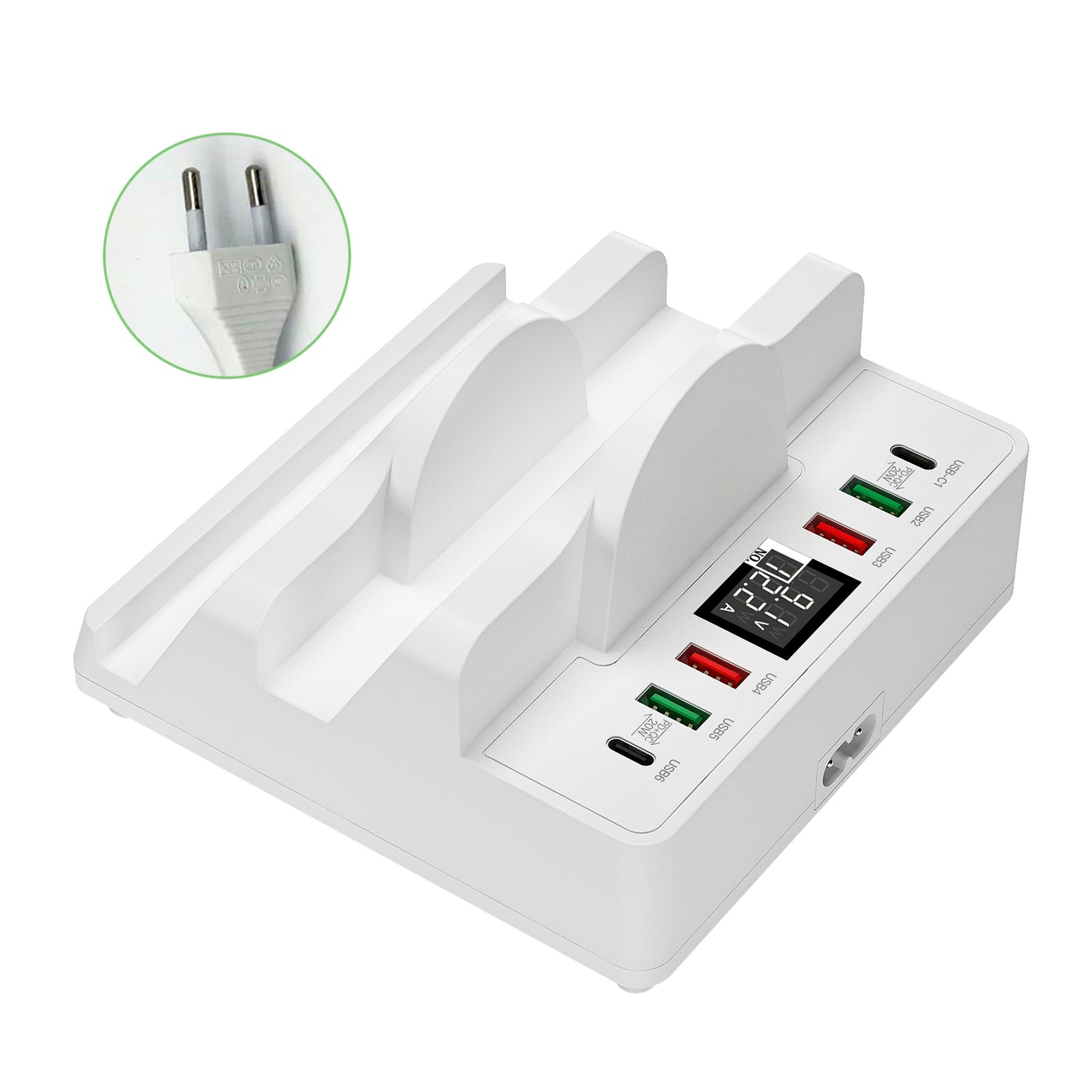 Cargador inalámbrico dual PD20W QC3.0 Estación de carga rápida USB Soporte para teléfono Enchufe de la UE