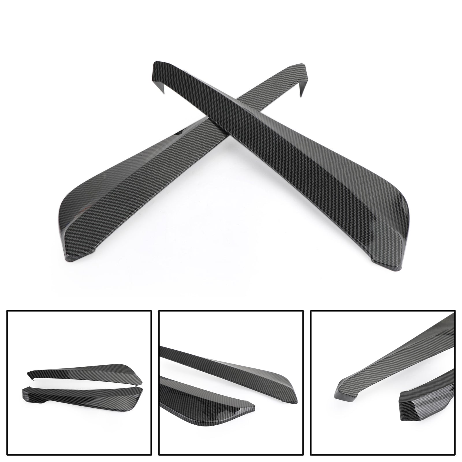 19" Car Rear Bumper Fin Canard Splitter Diffuser Valence Spoiler Lip Carbon Fiber Look Generic