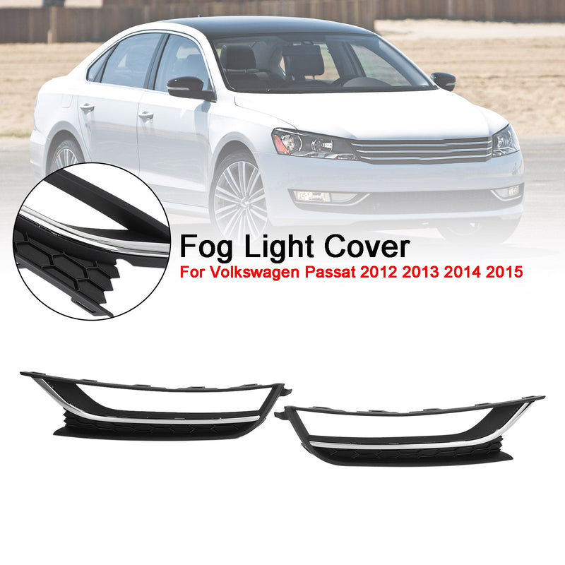 2 piezas VW Passat 2012-2015 cubierta de luz antiniebla de conducción delantera negra y cromada