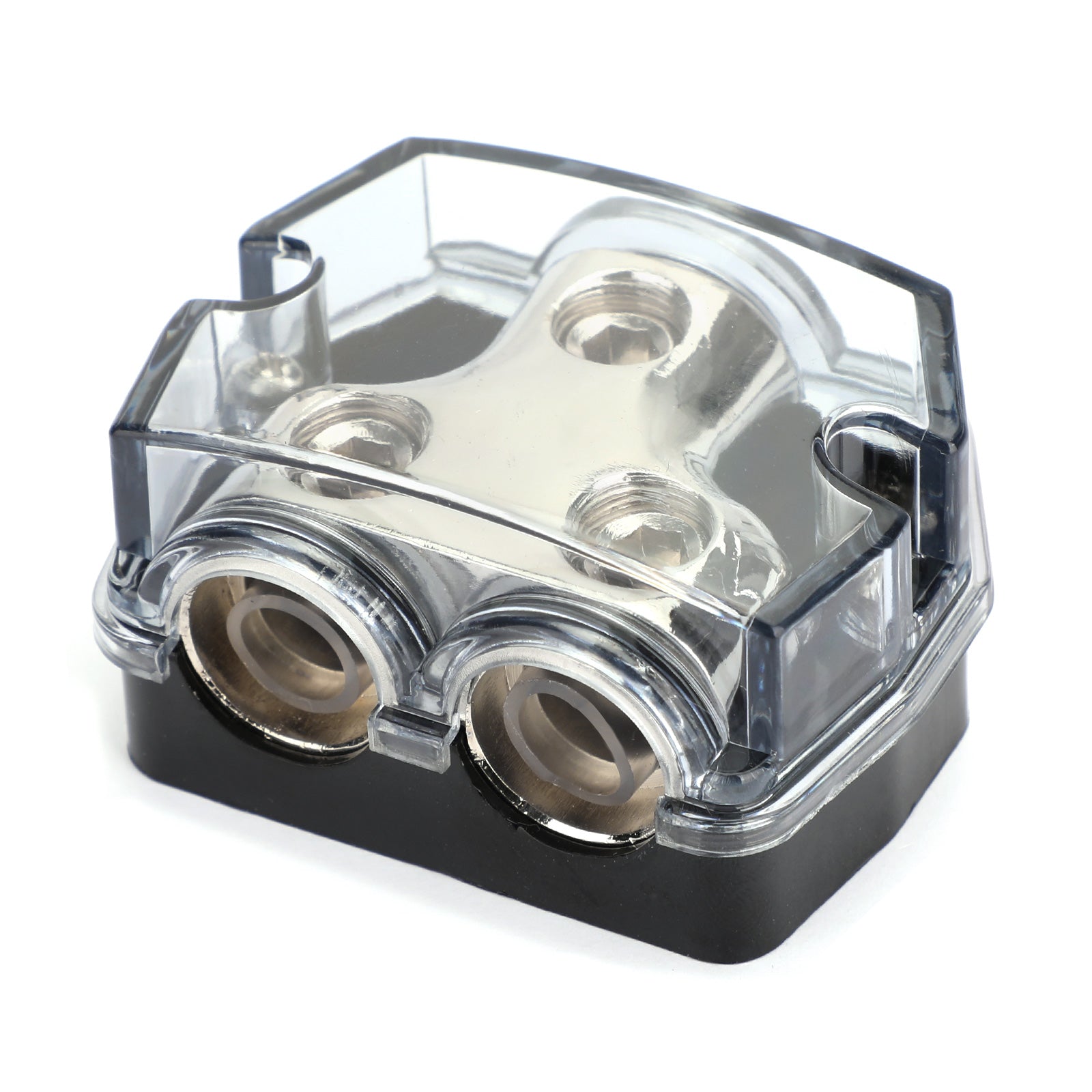 Heat resistant Clear Cover plastic housing Nickel Plated Splitter Distribution Block 1x0 In 2x0 GA Out Block Splitter Fusebox for Car Audio Marine