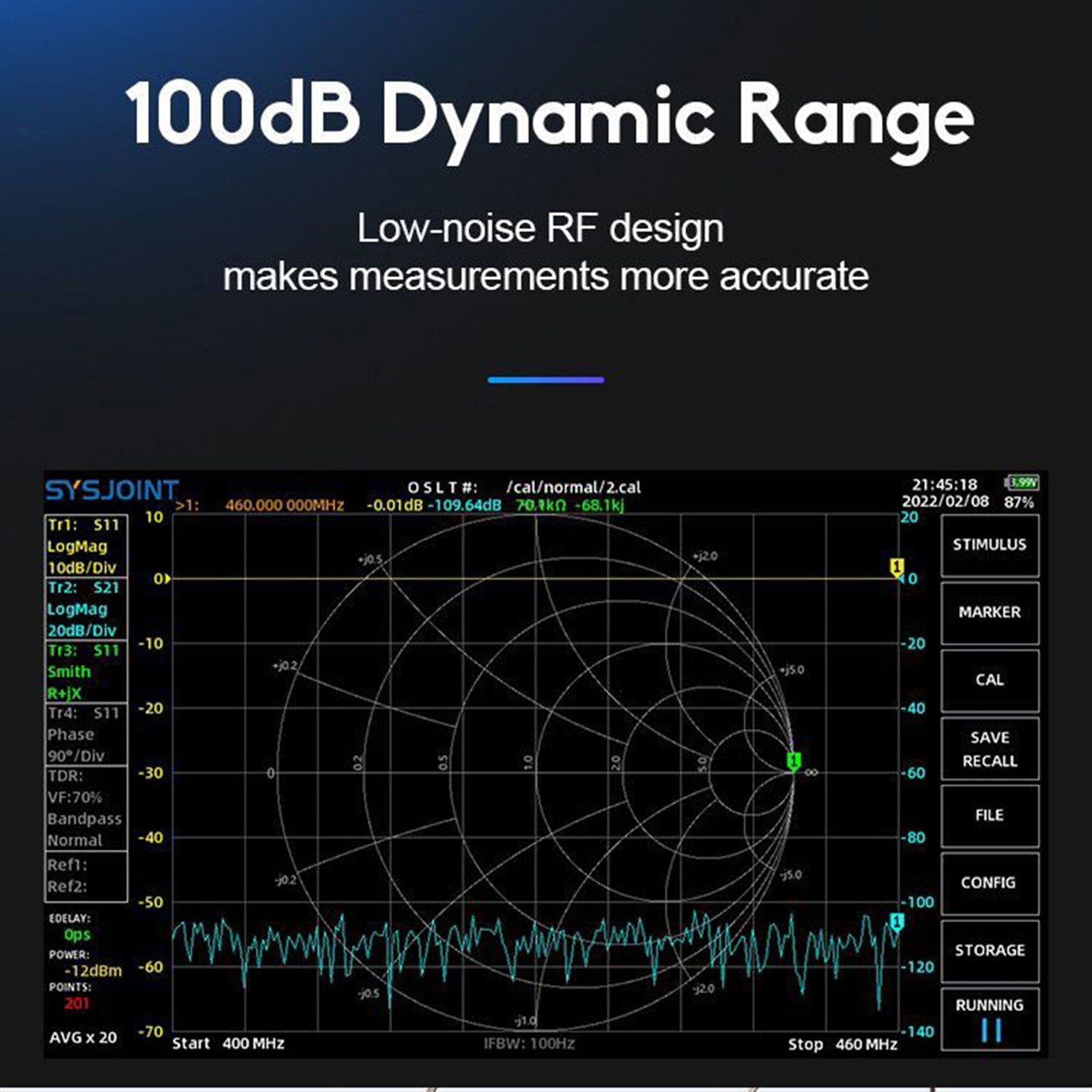 SV4401A 50KHz-4.4GHz Vector Network Vector Analyzer 100Db Dynamic NanoVNA