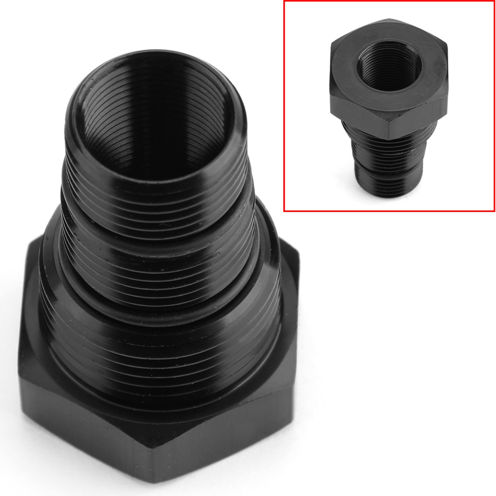 Oil Filter Adapter 5/8-24 to 3/4-16&13/16-16&3/4NPT Threaded Black Aluminum Generic