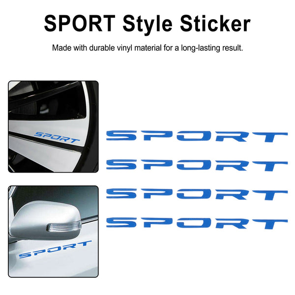 4x SPORT Style Car Rims Wheel Hub Racing Sticker Graphic Decal Strip Blue