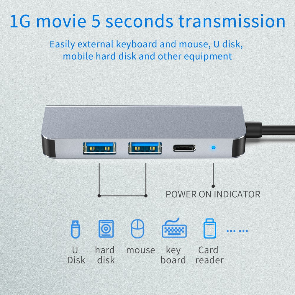 4-in-1 to HD USB C USB3.0 PD Type-C HUB Adapter Dock for Mac Windows PC