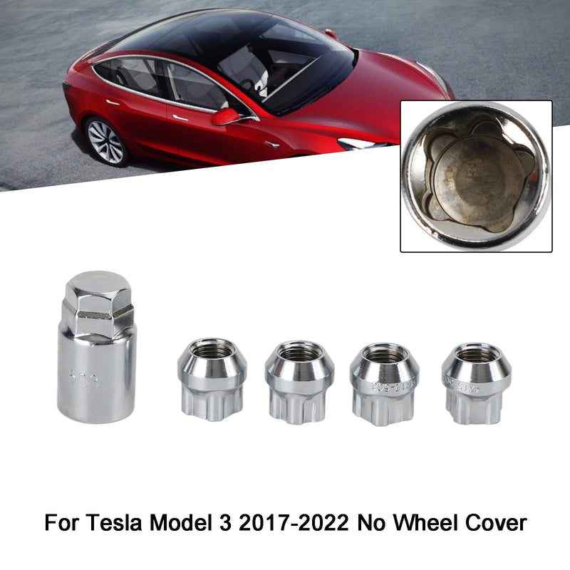 Tesla Model S/3/X/Y All Year Chrome M14×1.5 4PCS Wheel Lock Lug Nut