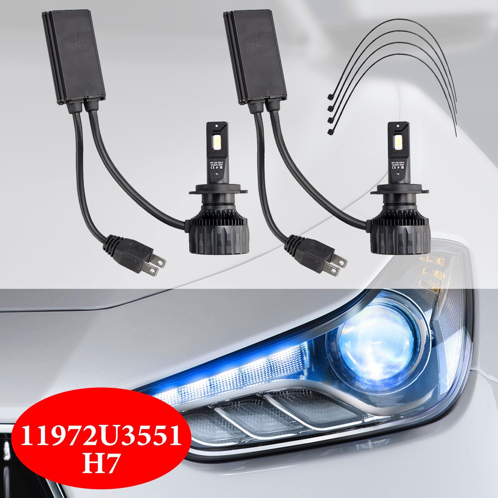 For Philips 11972U3551X2 Ultinon Rally 3551 LED-HL H7 12-24V 50W 6500K