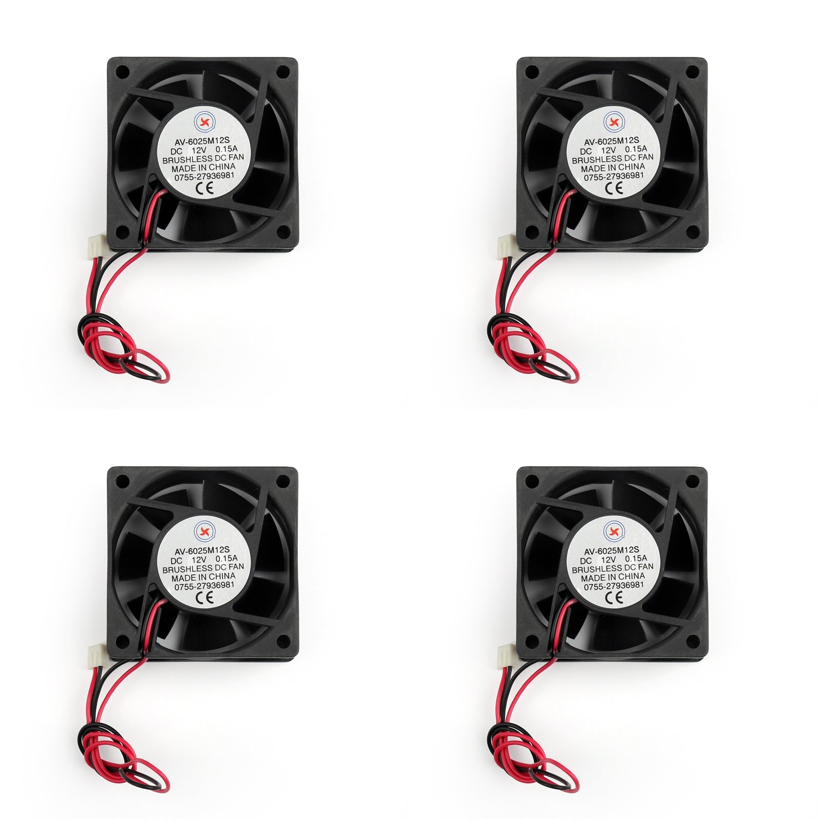 4Pcs DC Brushless Cooling Fan 12V 0.15A 6025s 60x60x25mm 2 Pin CUP Computer Fan