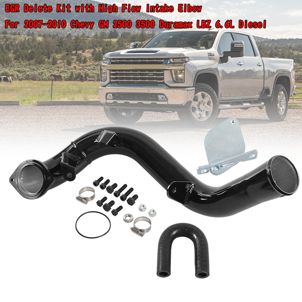 2007-2010 Chevy GM 2500 3500 Duramax LBZ 6.6L Diesel EGR Delete Kit with High Flow Intake Elbow Fedex Express