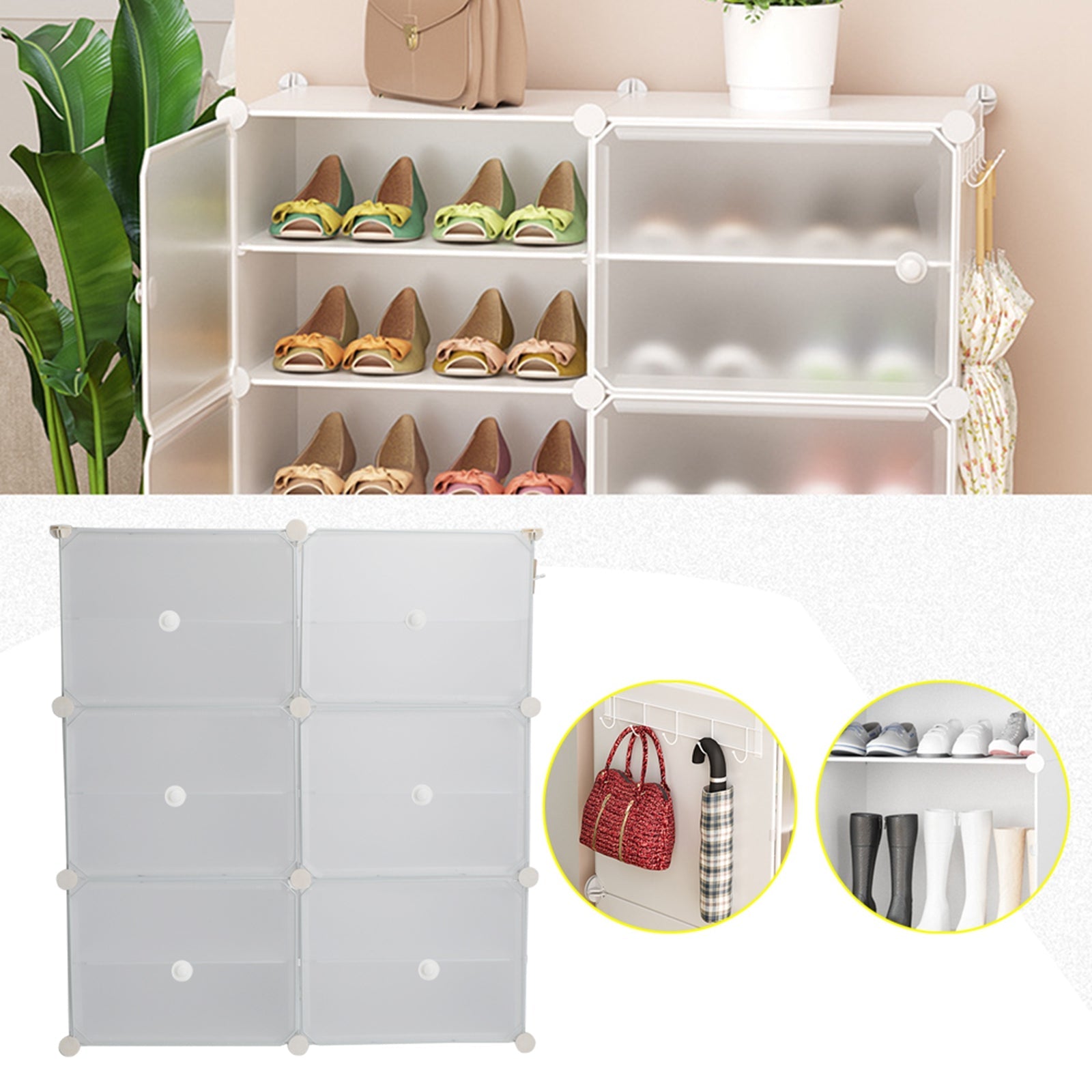 24-48 Pair Stackable Shoe Storage Cabinet Drawer Box Plastic Frame