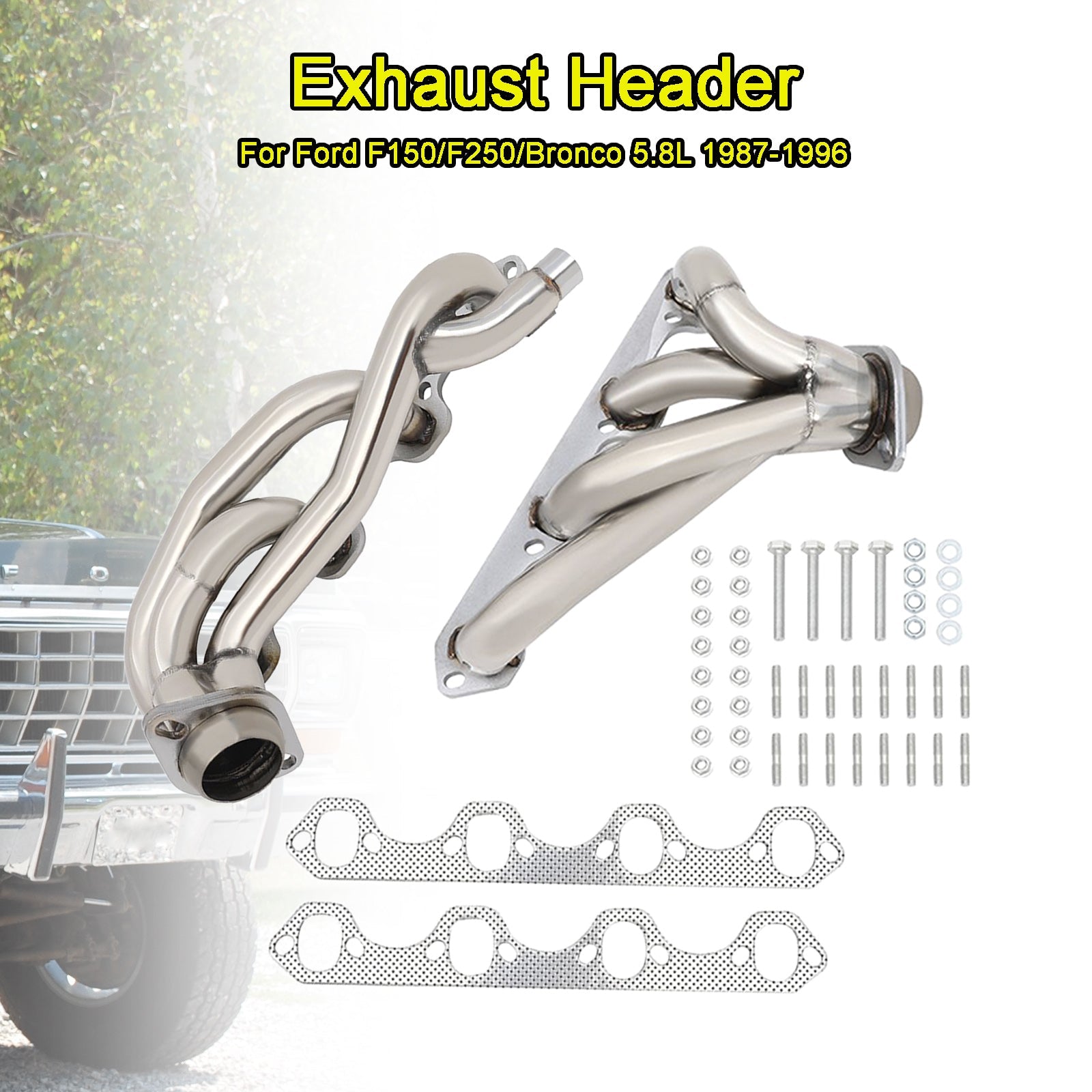 Ford F150/F250/Bronco 5.8L 1987-1996 T-304 Shorty Exhaust Headers Manifold