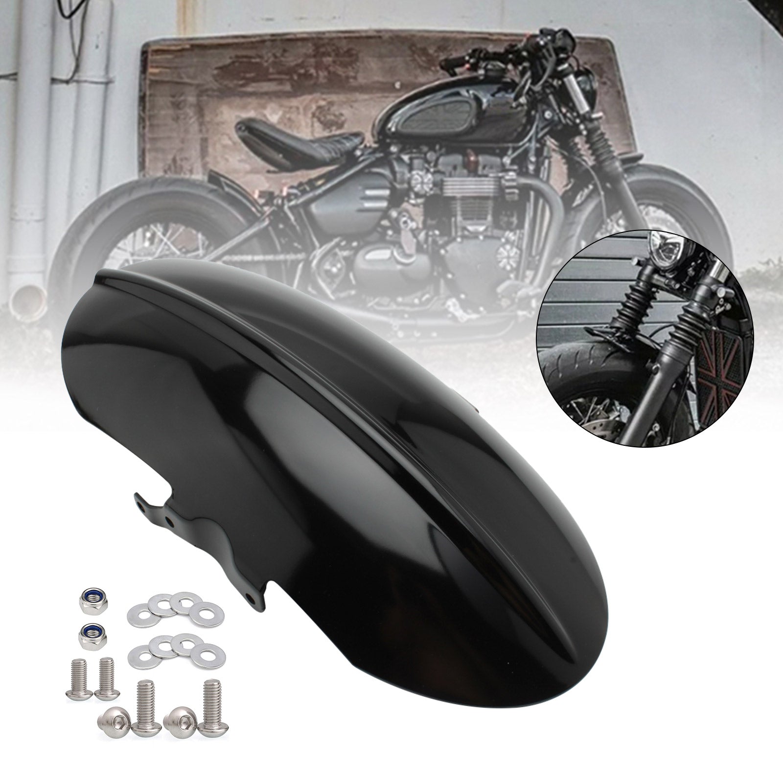 Short Front Mudguard Fit For Bonneville Speedmaster Bobber Black 1200 2018-2021 Generic