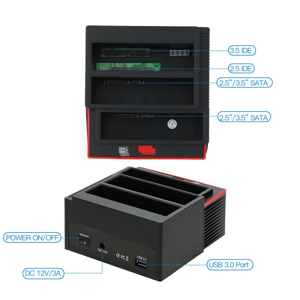 Multifunction 2.5 3.5" HDD Docking Station UKB 3.0 Clone Hard Drive Card UK