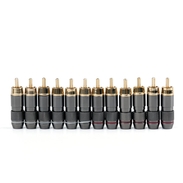 12 Pcs Copper RCA Plug Gold Plated Audio Video Adapter Connectors Soldering
