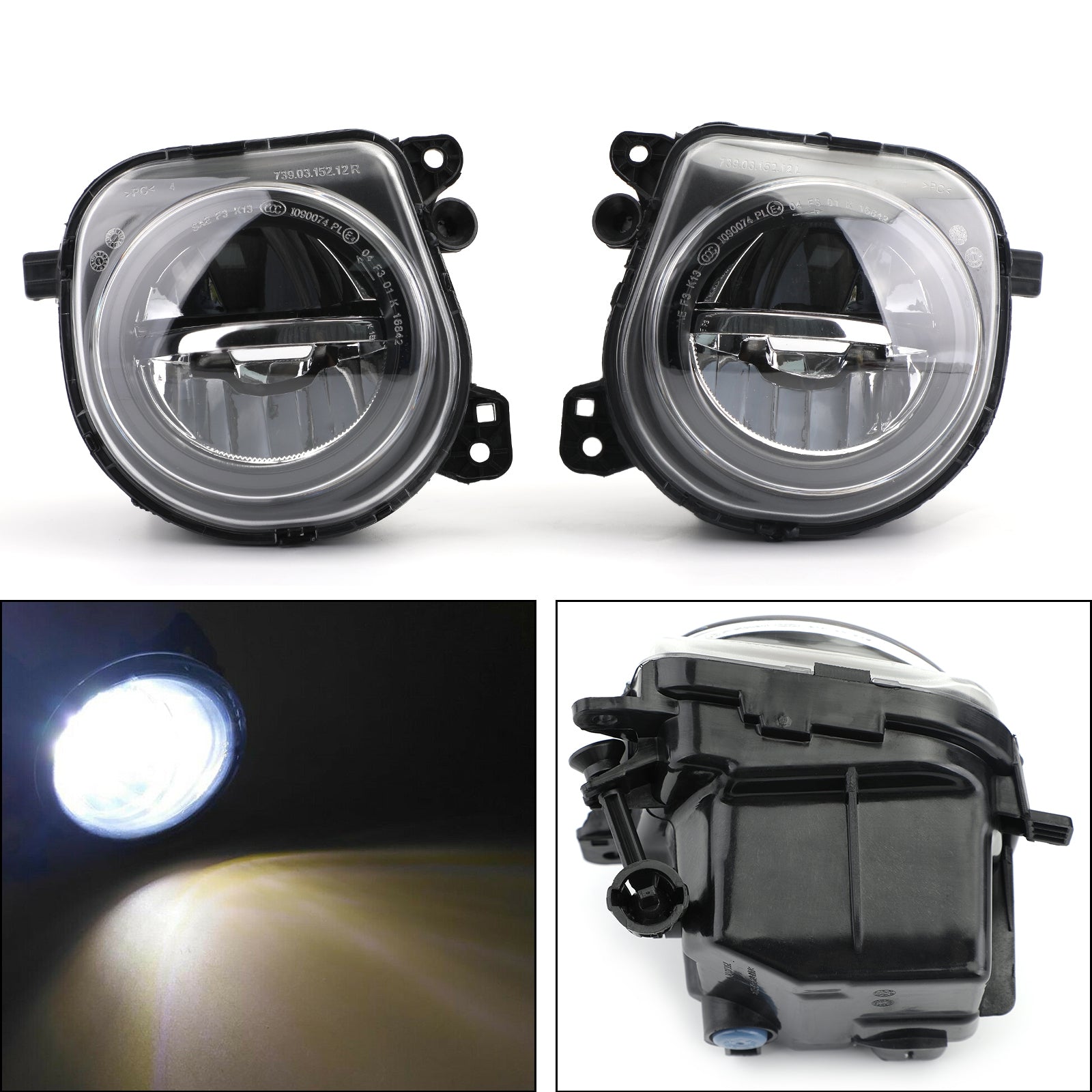 Pair LH+RH Front LED Fog Lights Lamps Foglights For BMW 5 Series F10 F07 LCI CT Generic