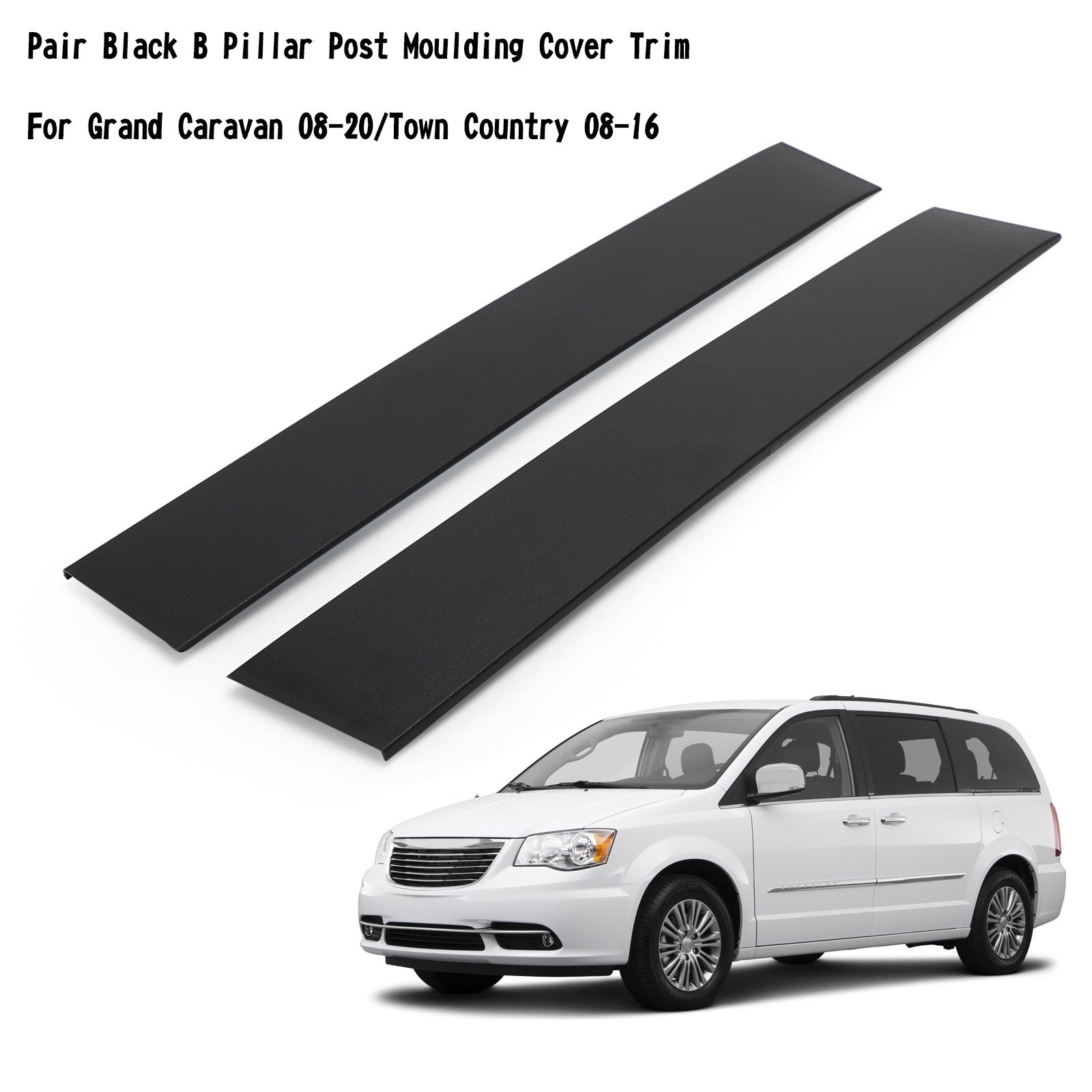 Pair Black B Pillar Post Moulding Cover Trim For Grand Caravan 08-20/TownCountry Generic