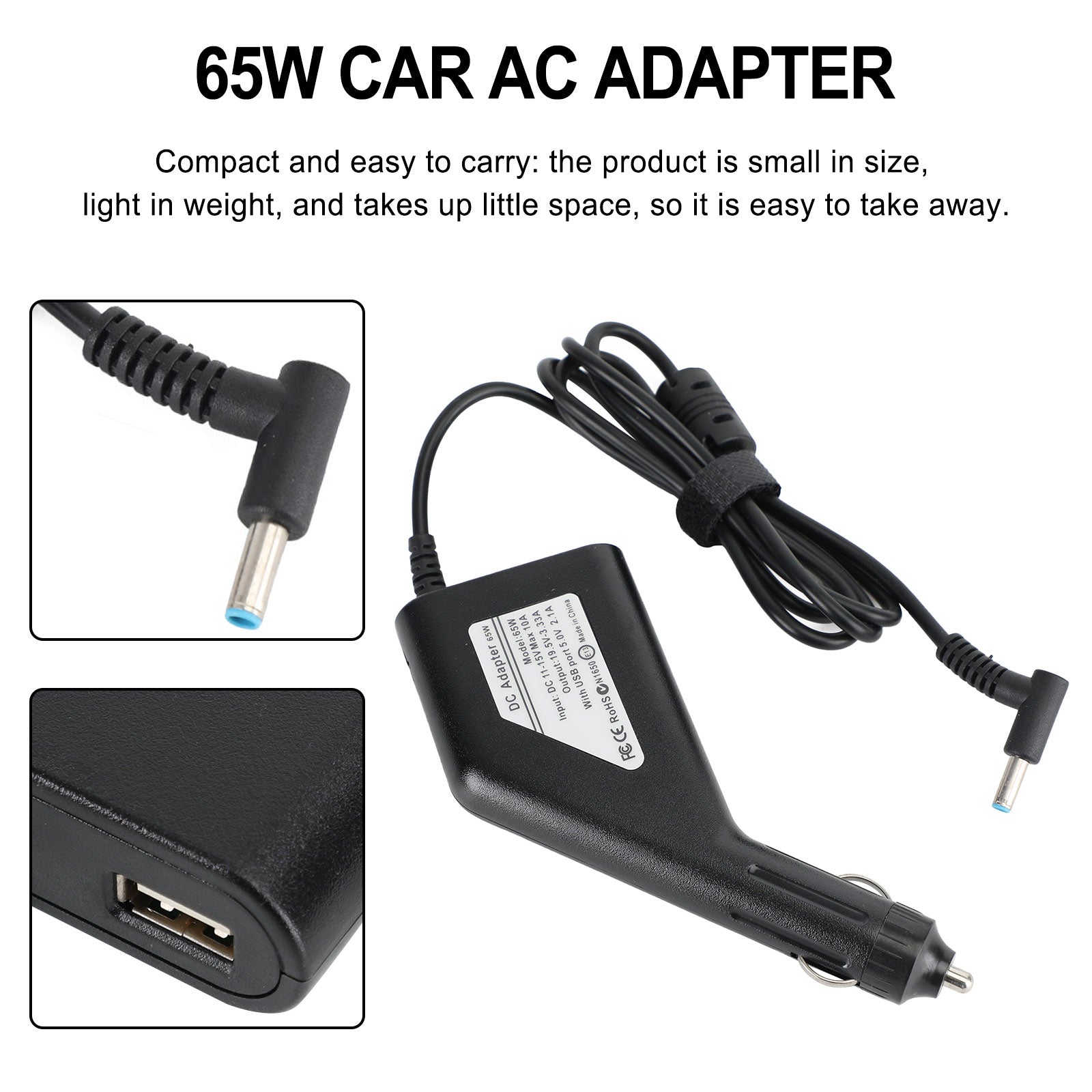 65W Car AC Adapter Power Charger For Dell Laptop Notebook 4.5x3.0mm 19.5V 3.33A