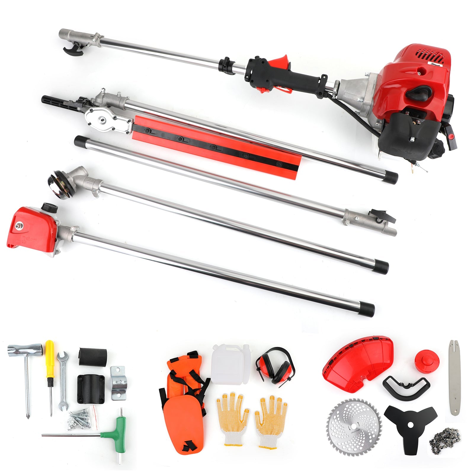 8000r/min-9500r/min 5 in 1 52cc Petrol Hedge Trimmer Chainsaw Brush Cutter Pole Saw Outdoor Tools