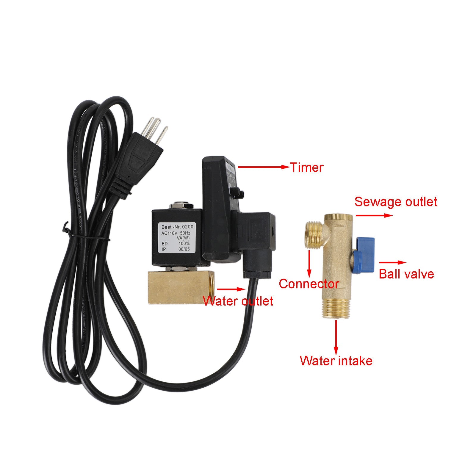 Válvula de drenaje de humedad de agua del tanque de aire temporizado electrónico automático Ac110V 1/2 "