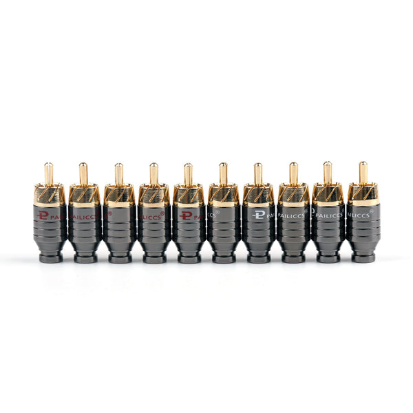 10 piezas de latón chapado en oro RCA macho adaptador de enchufe conector de soldadura