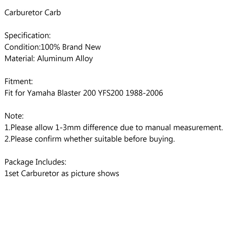 كاربوريتر كارب مناسب لياماها بلاستر 200 YFS200 YFS 200 CARBY 1988-2006 عام