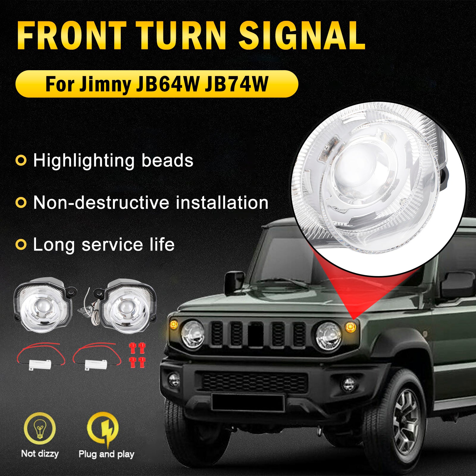 Par de luces de señal de giro delanteras para Suzuki Jimny JB64 JB74 2019-2021 transparente