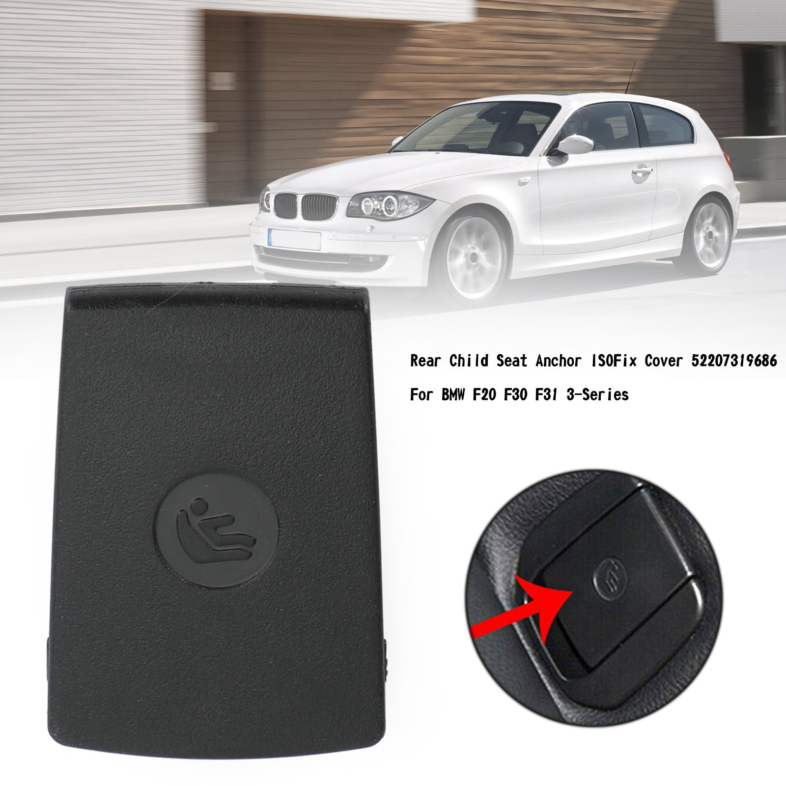 غطاء مرساة مقعد الطفل الخلفي ISOFix 52207319686 لسيارة BMW F20 F30 F31 3-Series Generic