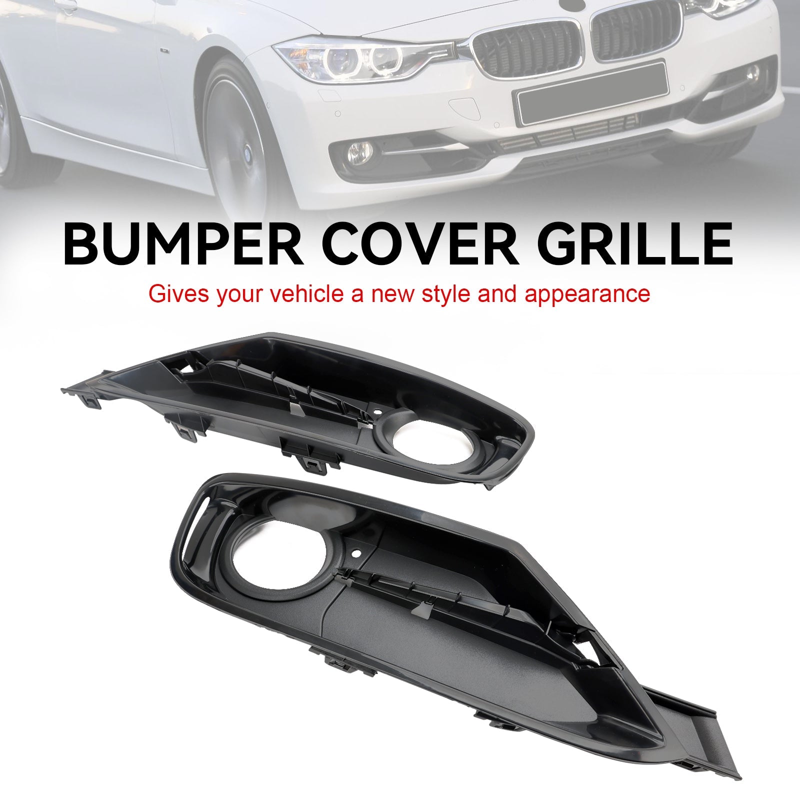 BMW 3 Series F30 F31 2013-2015 2PCS Front Bumper Fog Light Grille Covers