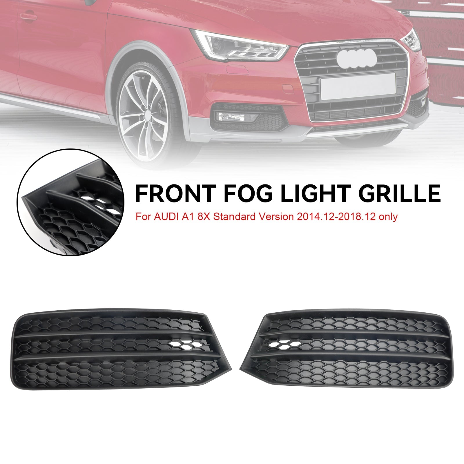 Audi A1 8X 2015-2018 2PCS Front Bumper Fog Light Cover Grill Grille