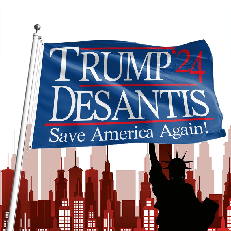 لافتة إنقاذ أمريكا مرة أخرى علم دونالد ترامب ترامب ديسانتيس 2024 مقاس 3 × 5 أقدام