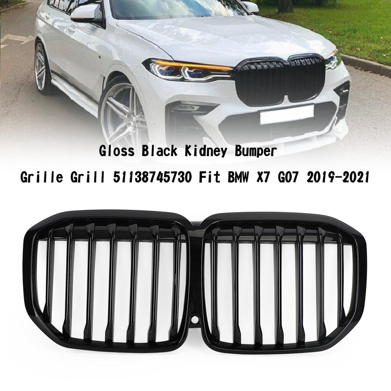 شواية شبكية سوداء لامعة مزدوجة الضلع 51138745730 مناسبة لسيارات BMW X7 G07 2019-2021 Generic