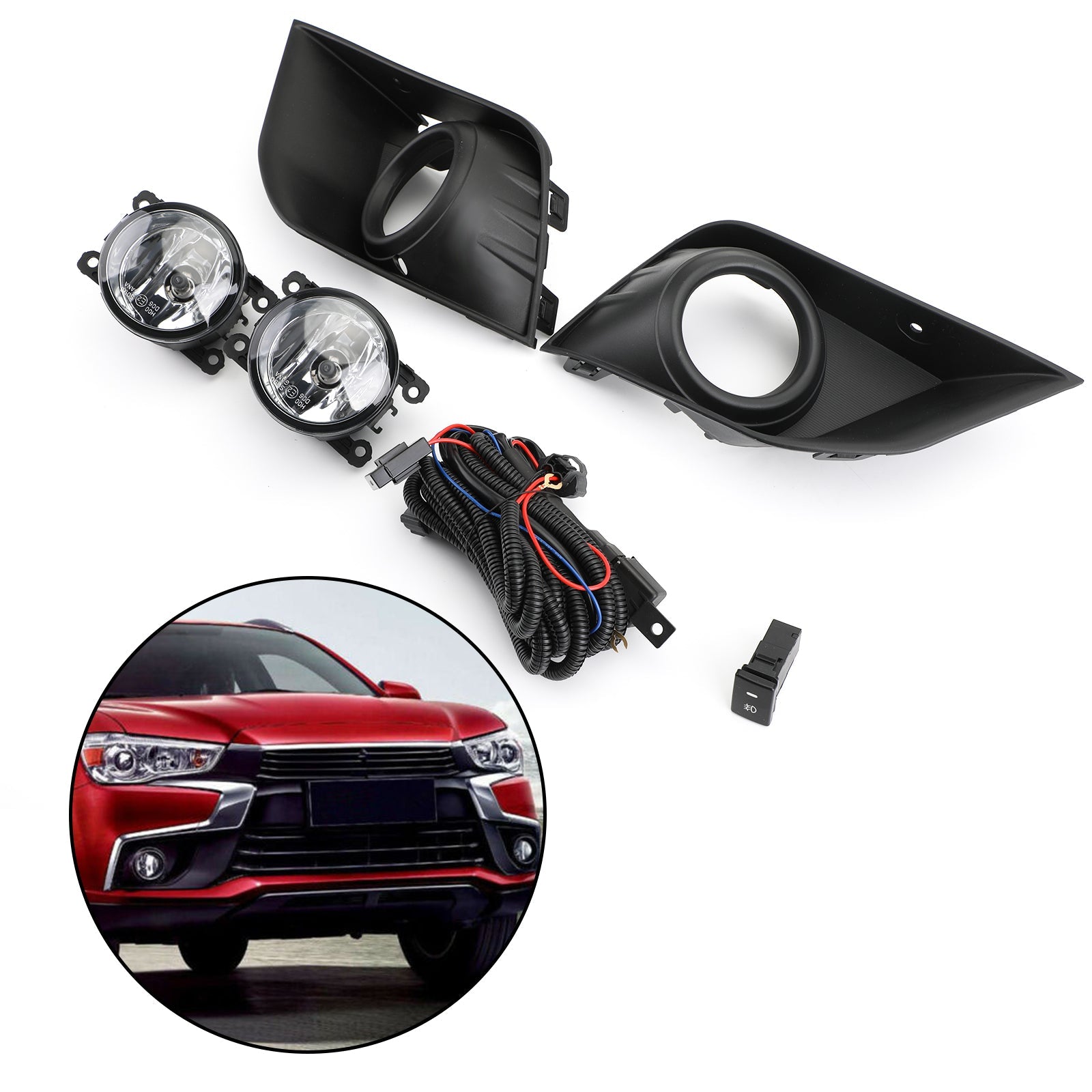 Front Bumper Fog Light Kit For Mitsubishi Outlander Sport ASX RVR 2016-2018 Generic