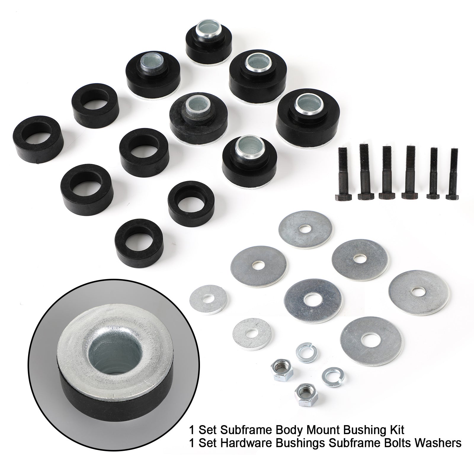 Hardware Bushings Subframe Bolts Washers + Body Mount Bushing Kit For Chevrolet