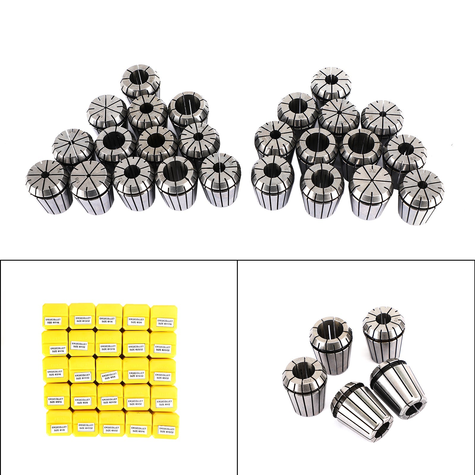 25Pcs ER32 Spring Collet 1/8-13/16"For CNC Milling Lathe Tool Engraving Machine