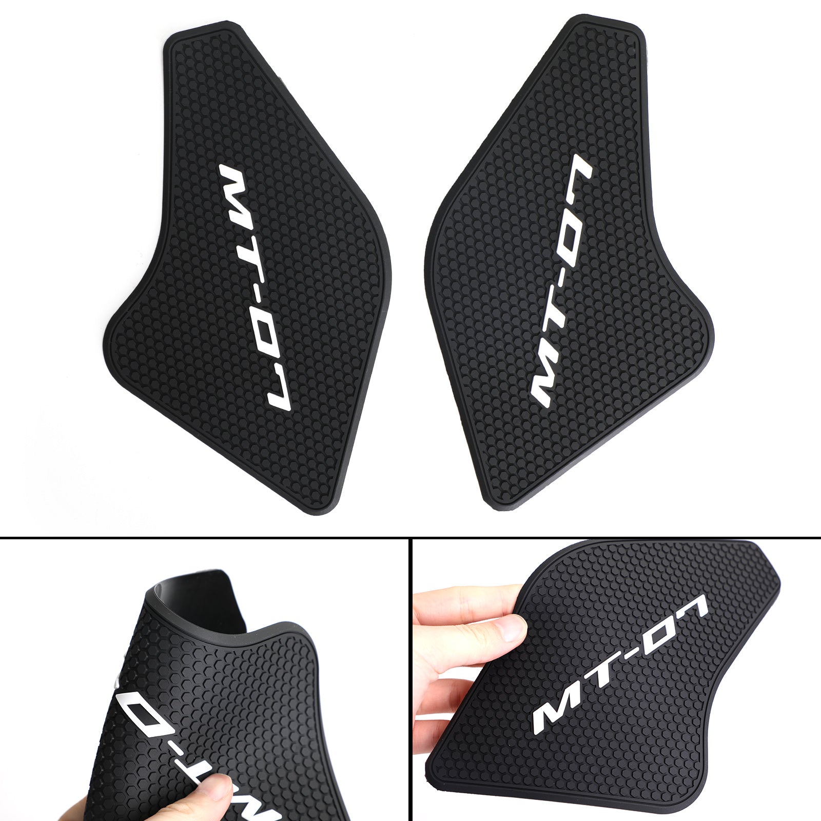 Side Grip Tank Pads Black For Yamaha MT-07 MT07 2021 - 2022 2-Piece Kit Generic