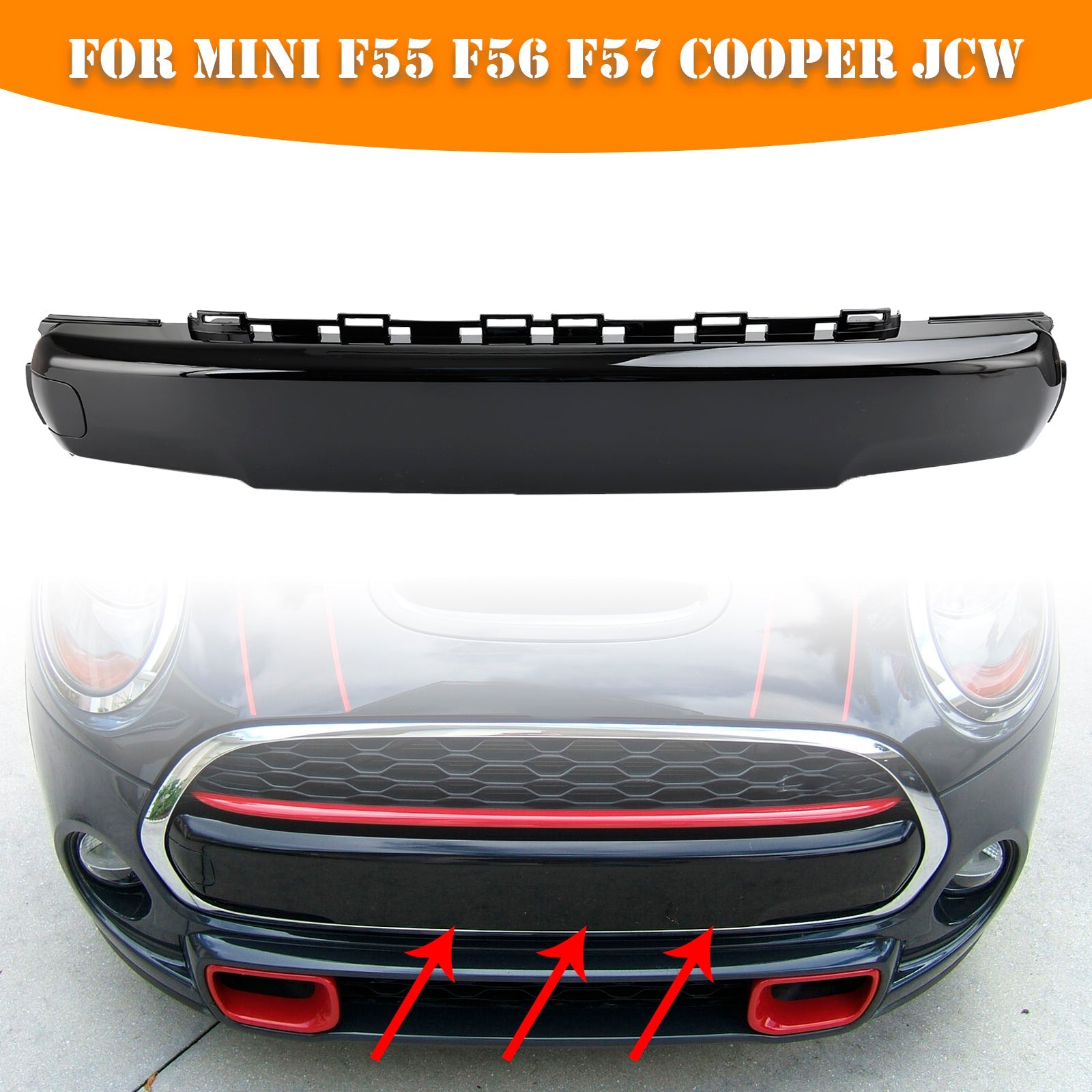 Cubierta de matrícula delantera, color negro brillante, para Mini F55 F56 F57 Cooper JCW 51117337791