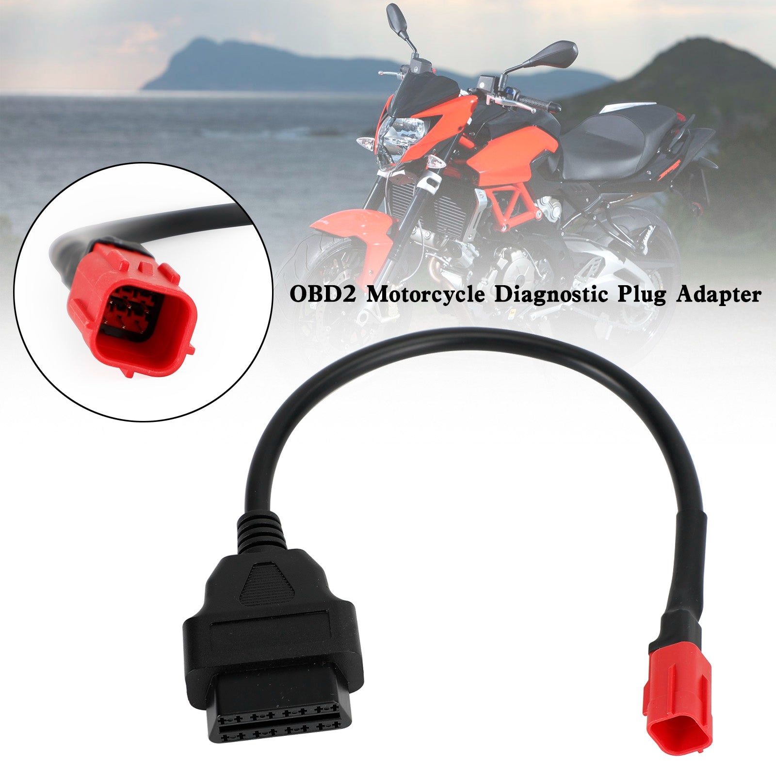 Honda 6 Pin Plug Diagnostic Cable to 16 pin Adapter OBD2 Motorcycle Cable