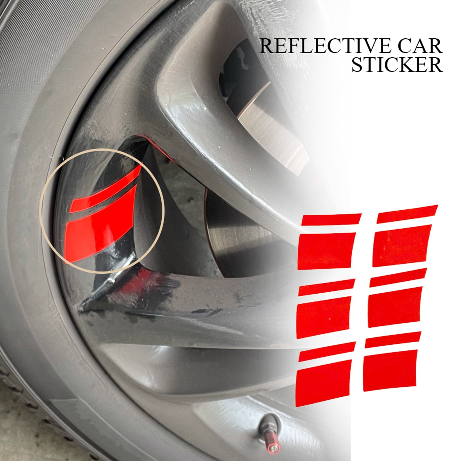 6pcs Reflective Car Wheel Rim Vinyl Decal Sticker For 18"-21" Universal Generic