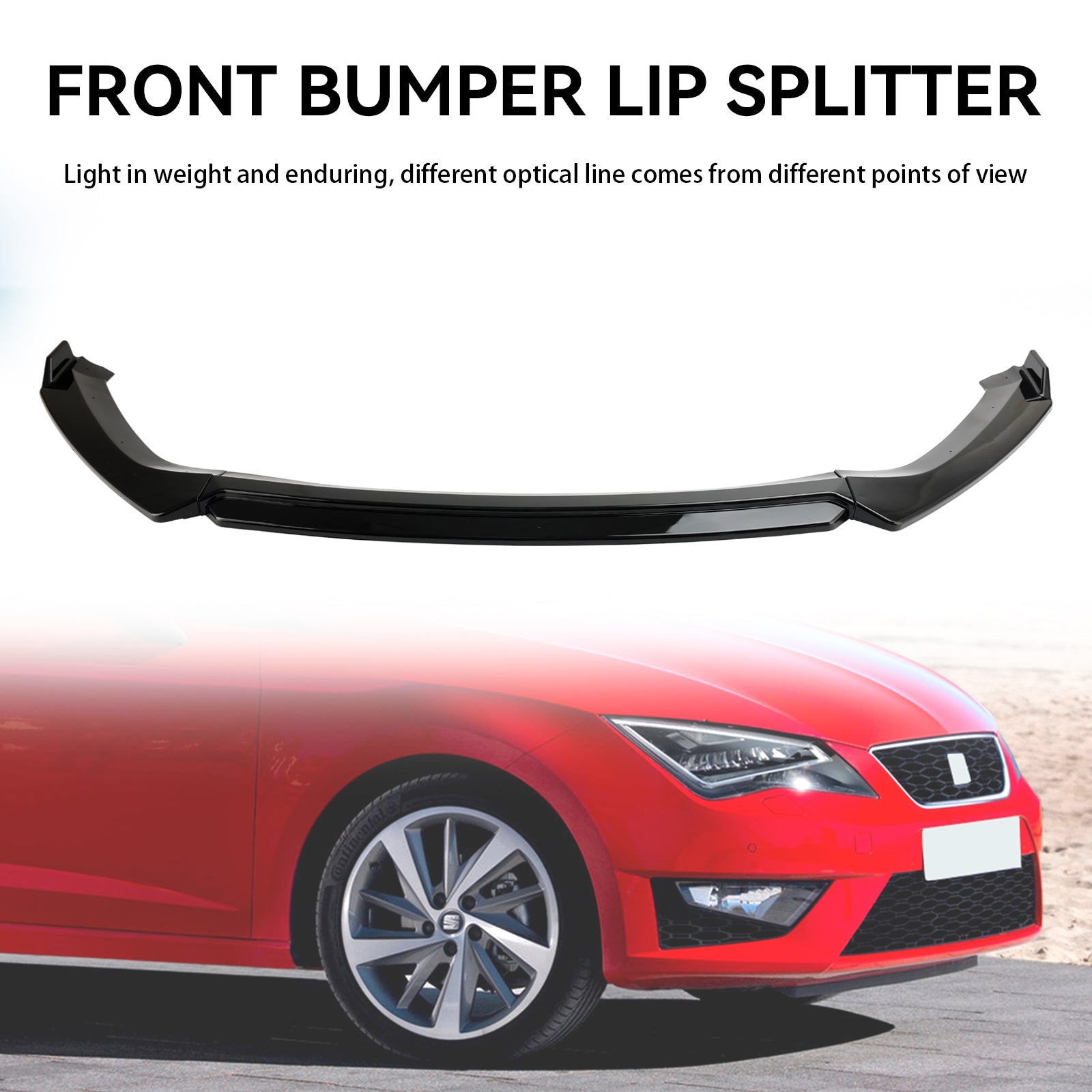 Gloss Black Front Spoiler Lip Performance fit Seat Leon 5F 2012-2020