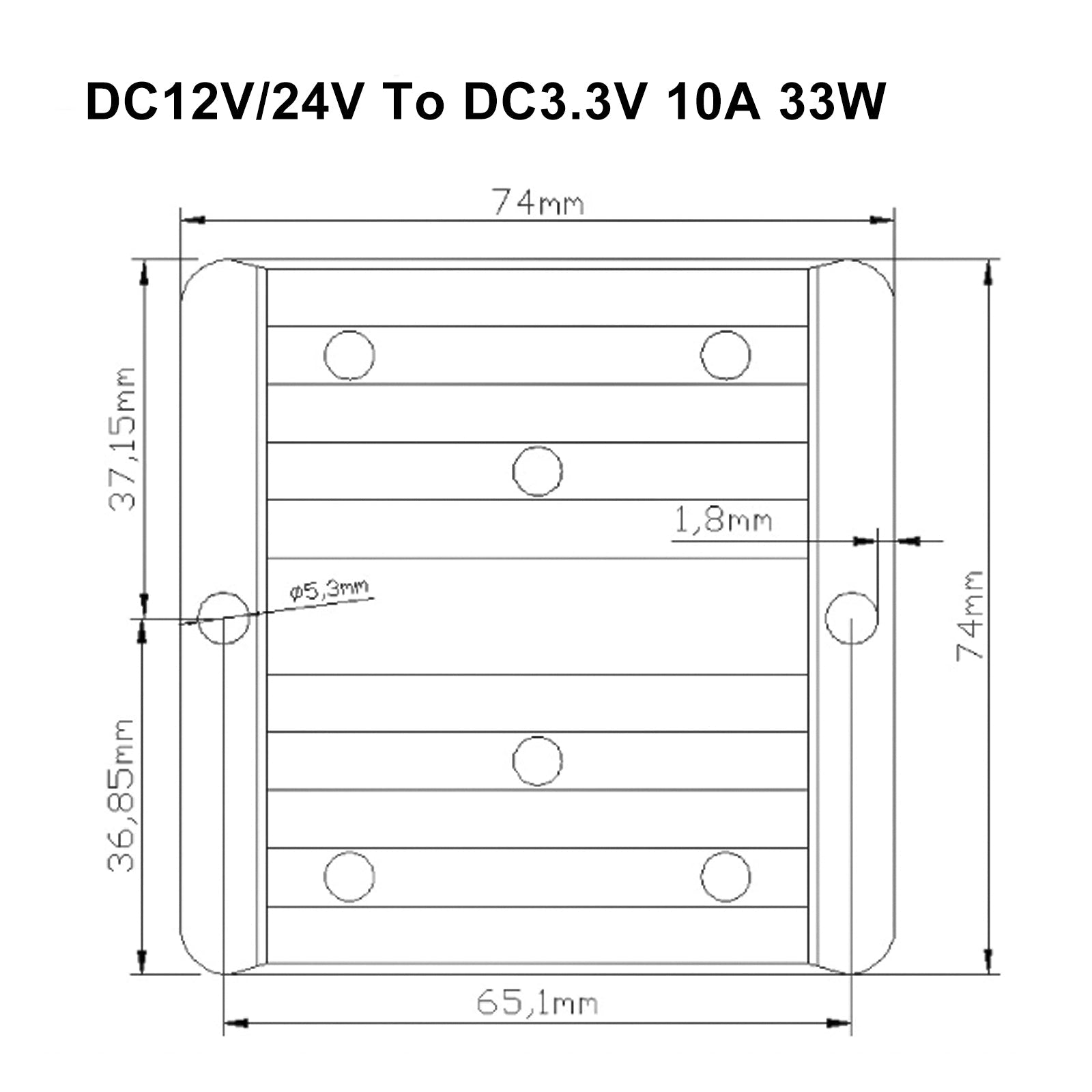 Convertidor reductor CC/CC reductor 12 V/24 V a 3,3 V 10A Módulo de potencia del regulador