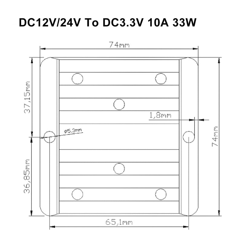 Convertidor reductor CC/CC reductor 12 V/24 V a 3,3 V 10A Módulo de potencia del regulador