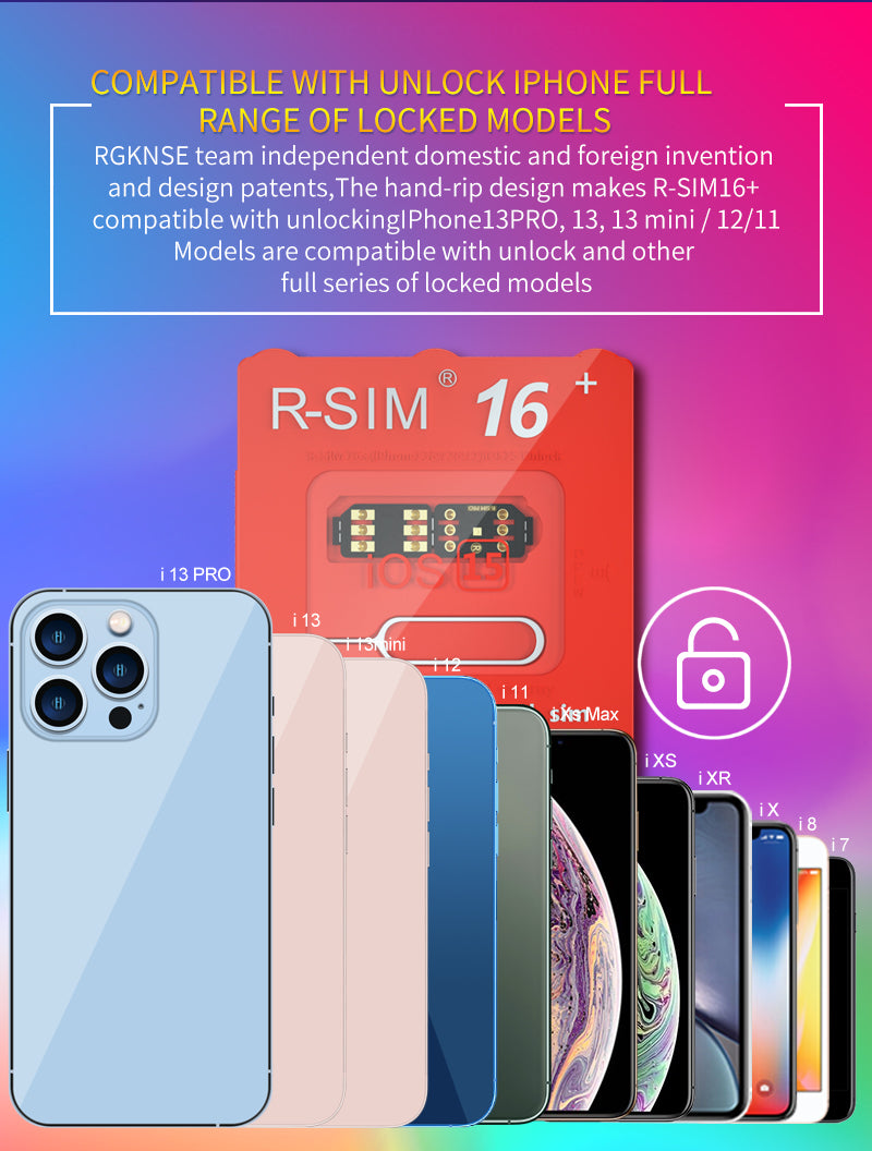 بطاقة R-SIM 16+ Nano إفتح RSIM مناسبة لهاتف iPhone 13 Pro 12 PRO MAX XS XR 8 IOS 15