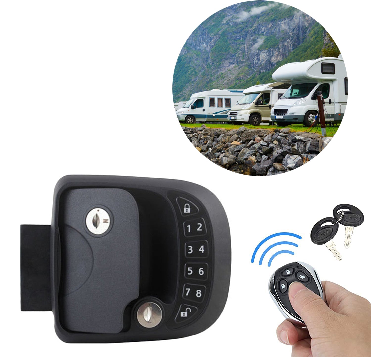 RV Lock Key Compact Keyless Entry Keypad السفينة مقطورة مع ملحقات قفل عن بعد