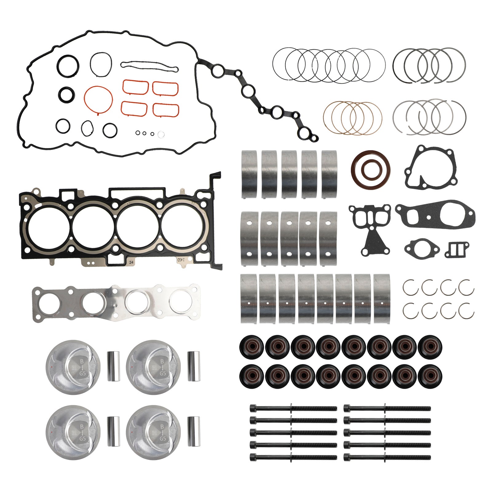 2017-2018 Hyundai Santa Fe Sport 4 puertas 2.4L G4KJ 2.4L Kit de reparación de juntas de pistones de reconstrucción de motor