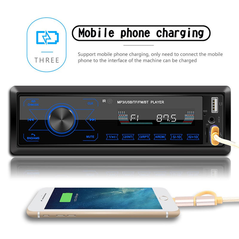 Bluetooth Single 1 Din Car Stereo USB AUX Reproductor de MP3 Pantalla táctil Radio In-Dash CA Market