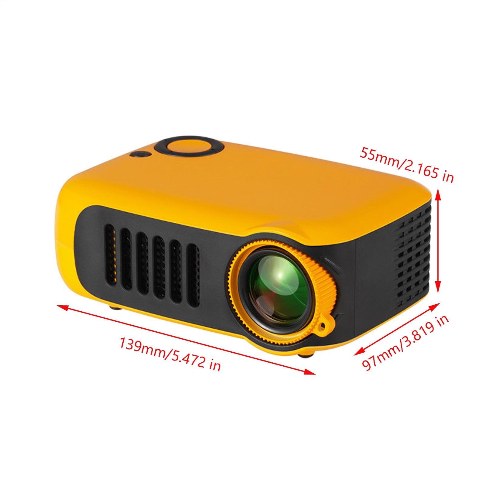 A2000 Mini proyector portátil 1080P Proyectores de películas Home Theater Yel US Plug