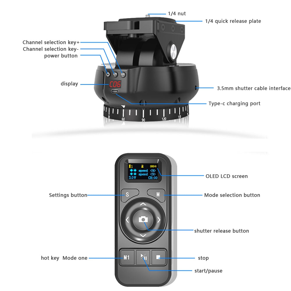 360°Panoramic Rotating Head Pan Tilt  Suitable for mobile Phones/Cameras etc