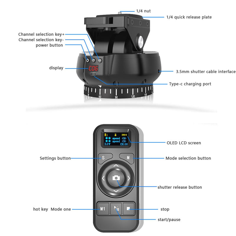 إمالة رأس دوارة بانورامية 360 درجة مناسبة للهواتف المحمولة/الكاميرات وما إلى ذلك