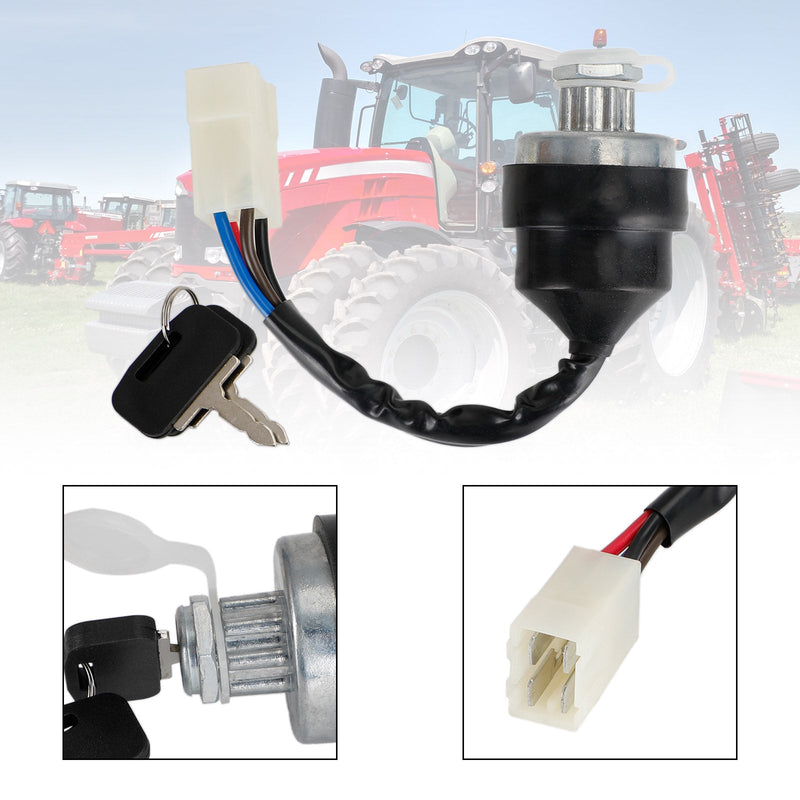 Interruptor de encendido con 2 llaves 3699692M92 compatible con piezas de Tractor Massy Ferguson